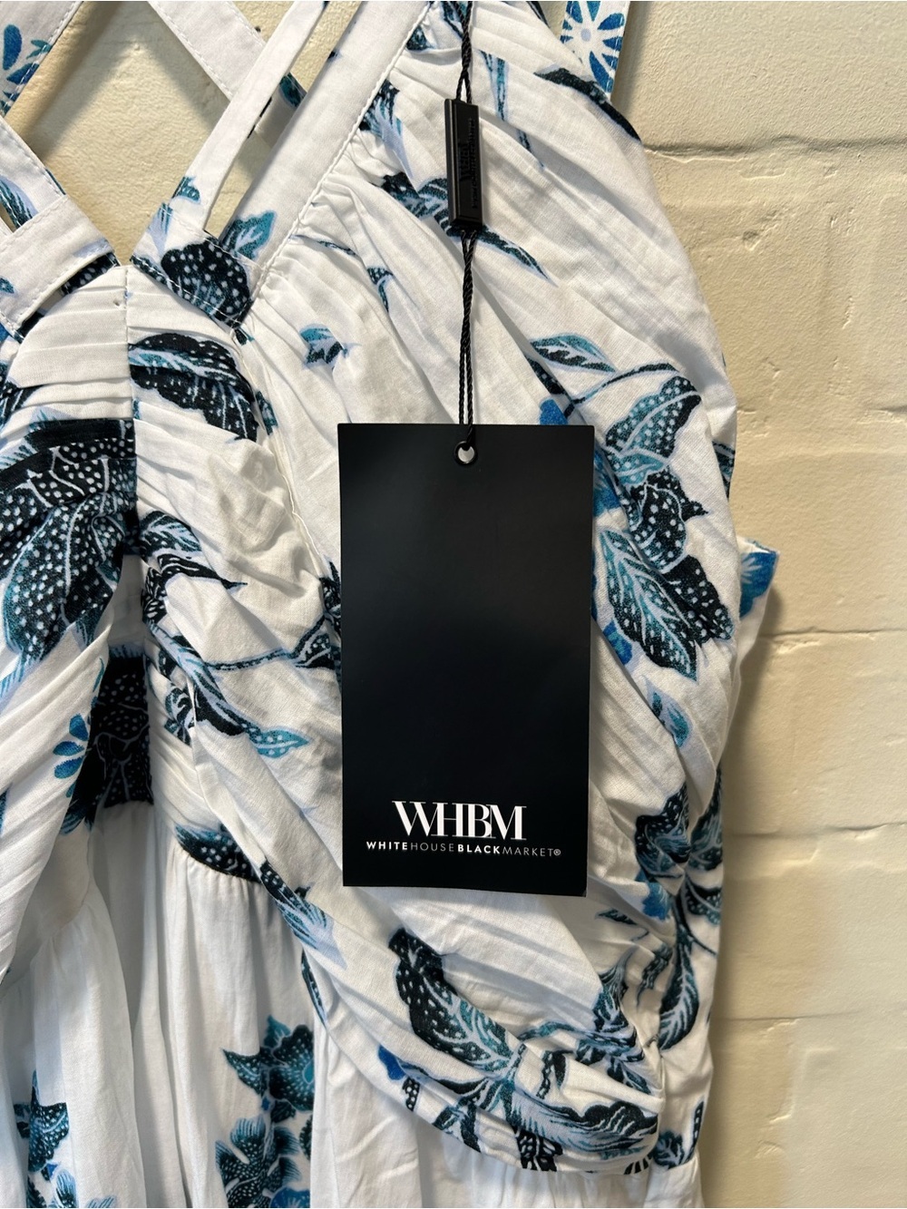 NWT WHBM Rain Floral Halter Maxi Dress Blue White Strappy Size 10 - Picture 8 of 10